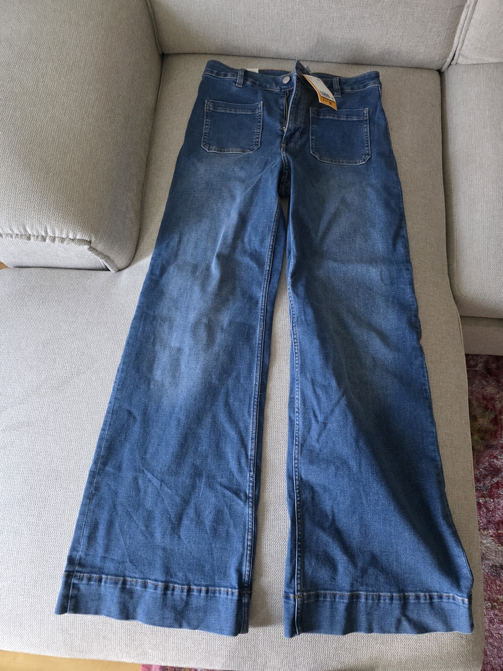Two H&M High Rise Wide Leg Jeans in Dark Blue
